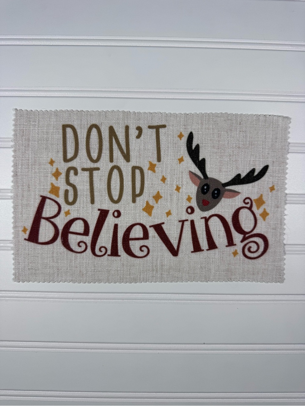 "Don't Stop Believing" Beige Fabric Patch